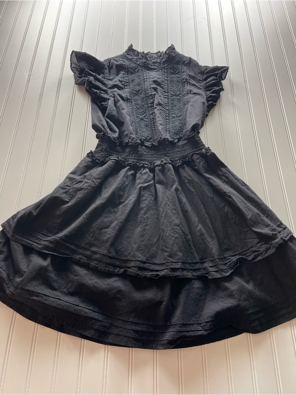 Cleobella Black Maddison Lace Pintuck Ruffle Mini Dress - Picture 3 of 10